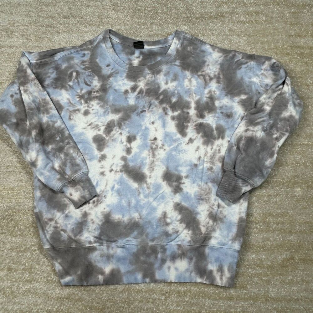 AR-33 Crewneck Sweatshirt Mens S Tie Dye Blue Gray Pullover Ribbed Cuffs